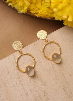 White Gold Round Stone Earrings 5