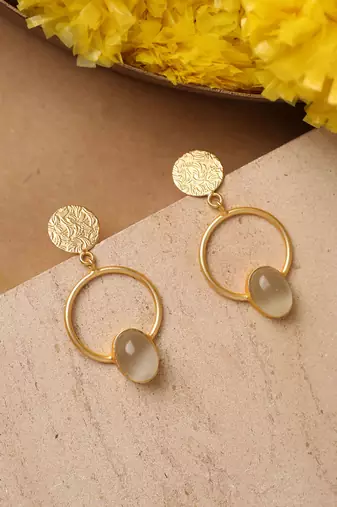 White Gold Round Stone Earrings
