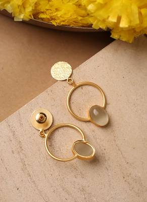White Gold Round Stone Earrings 6