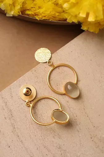 White Gold Round Stone Earrings