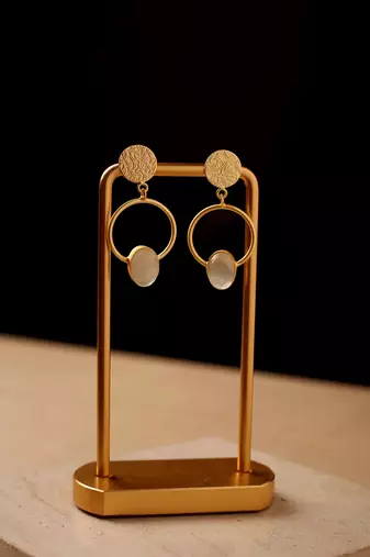 White Gold Round Stone Earrings