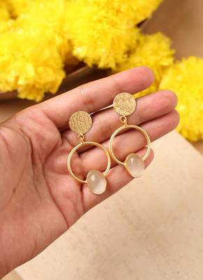 White Gold Round Stone Earrings 8