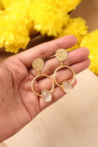 White Gold Round Stone Earrings