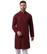 Maroon rayon sequin work kurta