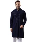 Navy rayon sequin work kurta