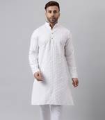 White rayon viscose partywear white kurta