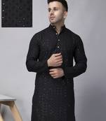 Black rayon viscose sequence embroidered kurta only