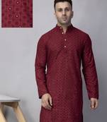 Maroon rayon viscose sequence embroidered kurta only
