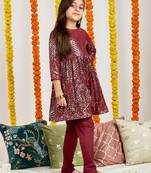  girls' maroon kurta set