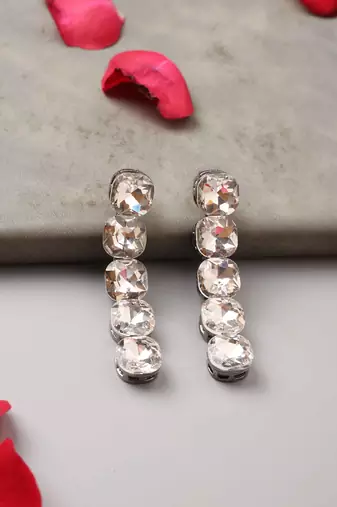 Vertical American Diamond Dangler Earrings