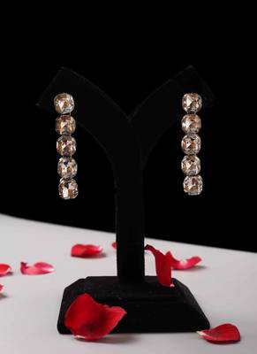 Vertical American Diamond Dangler Earrings 5