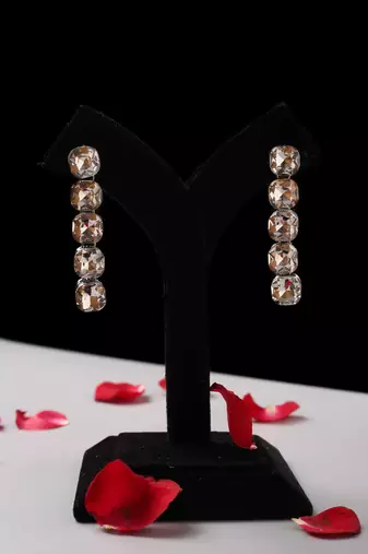 Vertical American Diamond Dangler Earrings