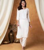 Women chikankari white suit set