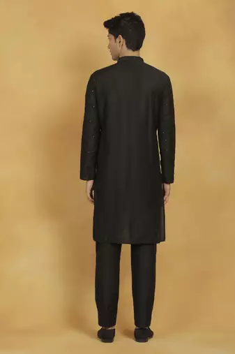  black viscose kurta and pyjama set