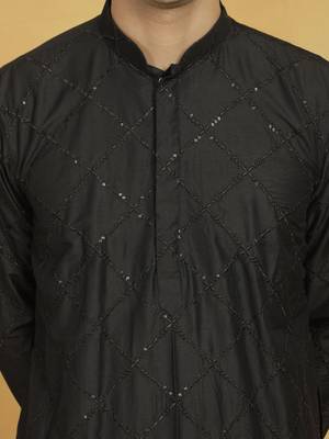  black viscose kurta and pyjama set 4