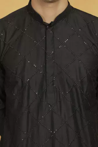  black viscose kurta and pyjama set