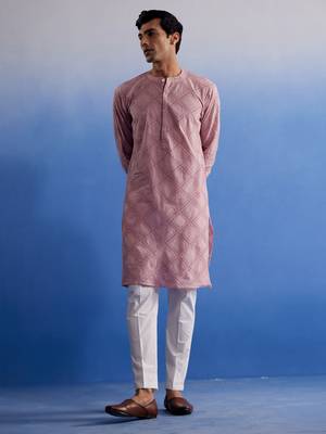  pink cotton kurta pyjama set 6