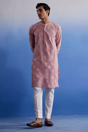  pink cotton kurta pyjama set