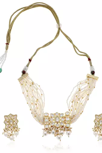 White kundan necklace set