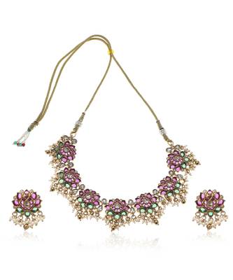 Red kundan necklace set 5