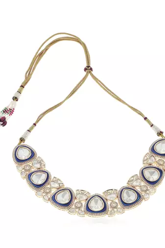Blue polki necklace set