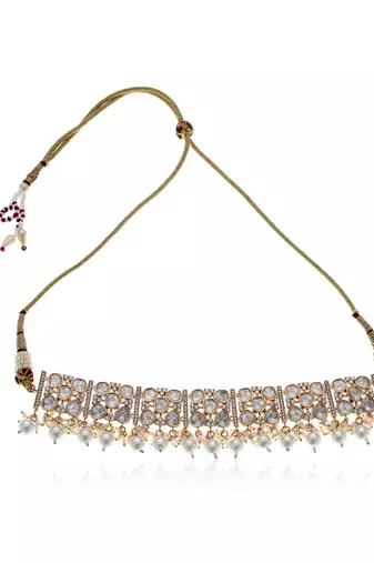 White kundan necklace set