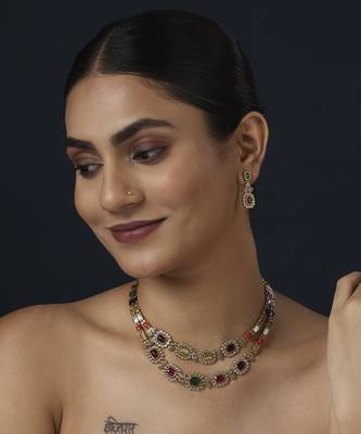 Green kundan necklace set 1