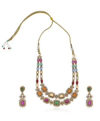 Green kundan necklace set 5