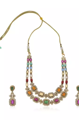 Green kundan necklace set