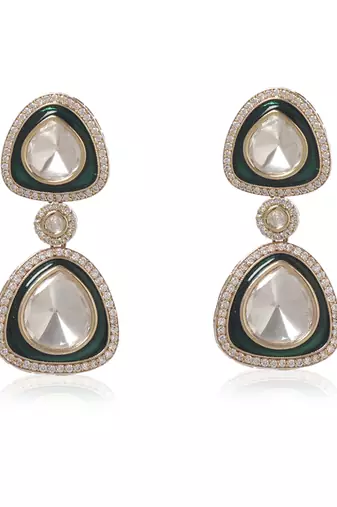 Green polki necklace set
