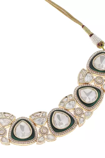 Green polki necklace set