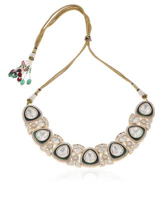 Green polki necklace set 4
