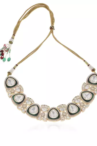 Green polki necklace set
