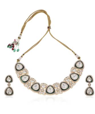 Green polki necklace set 5