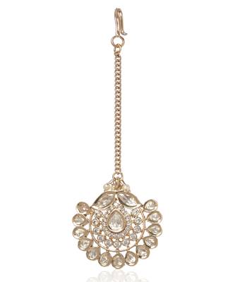 Gold kundan maang tikka 2