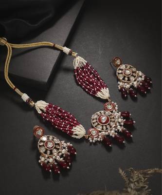Red kundan necklace set 1