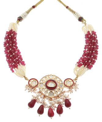 Red kundan necklace set 3