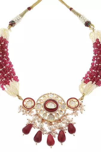 Red kundan necklace set