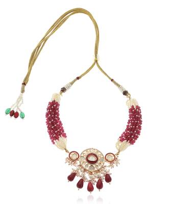 Red kundan necklace set 4
