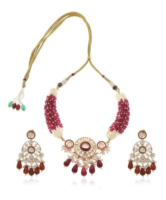 Red kundan necklace set 5