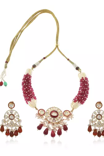 Red kundan necklace set