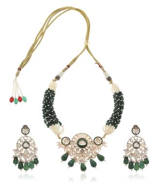 Green kundan necklace set 2