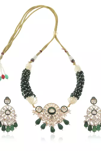 Green kundan necklace set