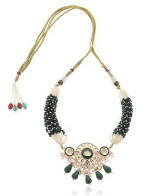 Green kundan necklace set 3