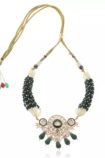 Green kundan necklace set