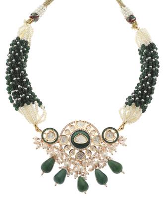 Green kundan necklace set 4