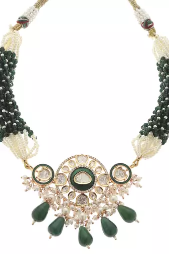 Green kundan necklace set