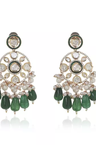 Green kundan necklace set
