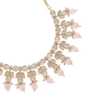 Pink kundan necklace set 2