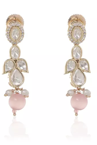 Pink kundan necklace set